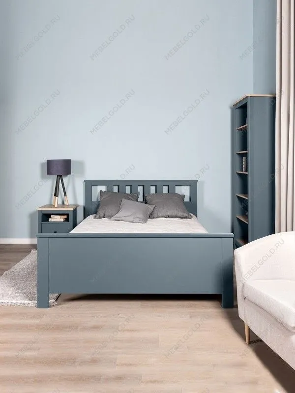 Кровать двуспальная Сага, 160х200 см, темно-бирюзовая | изображение 1
