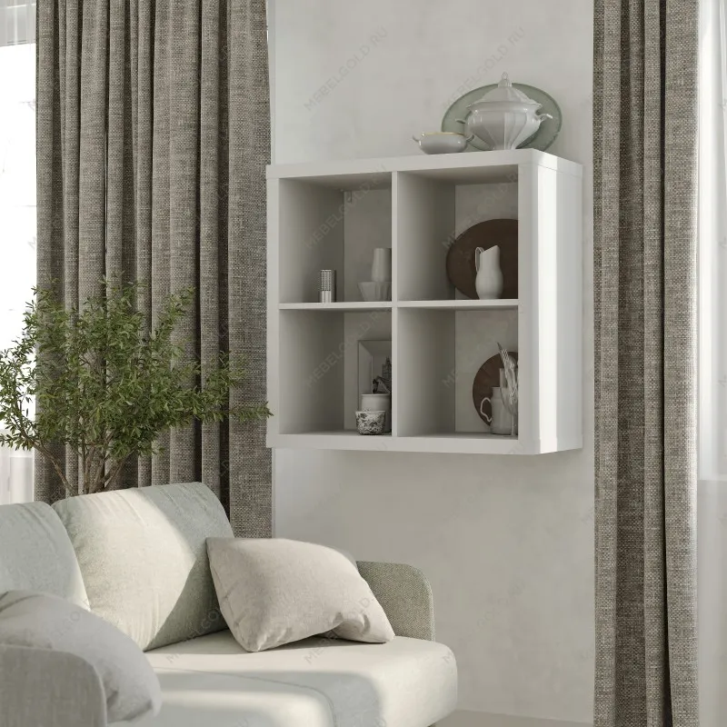 Стеллаж Фора, 4 полки, 77х77х38 см, белый | изображение 4