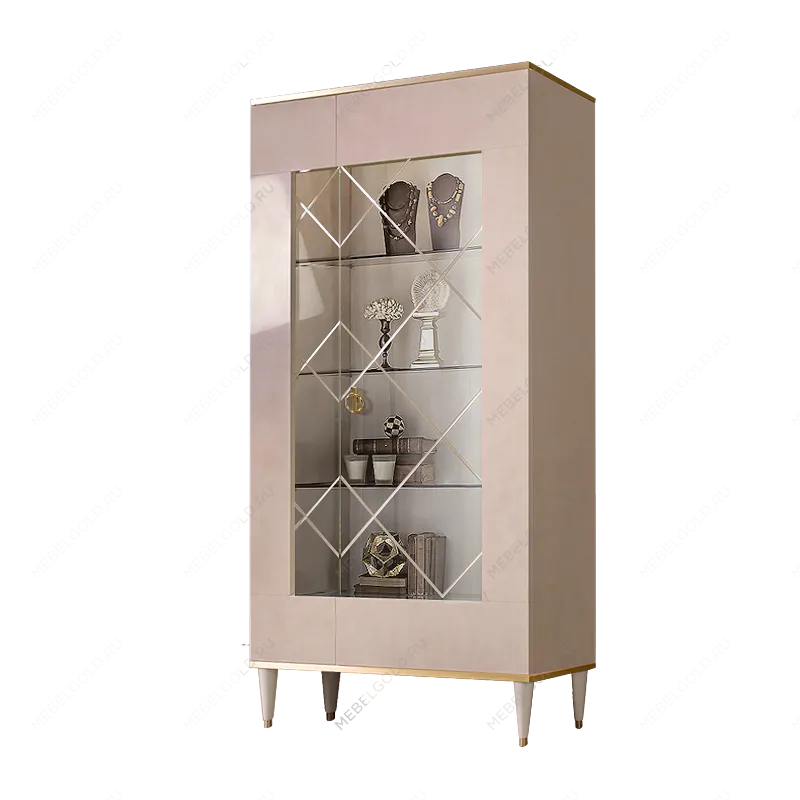 Витрина 2-ств. Римини (Латте/Золото) (Левая) РМВ2-2С