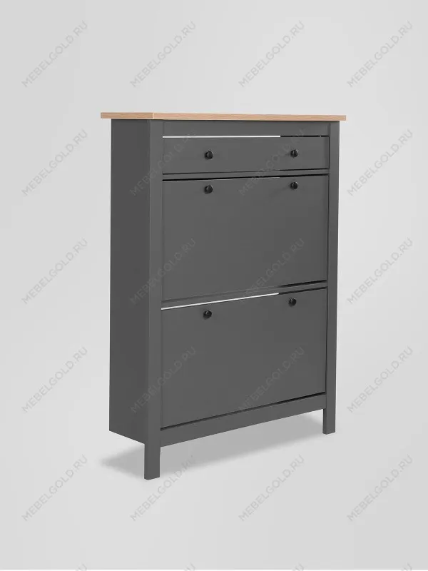 Обувница Сага с 2 откидными ящиками 92х122 серая-ясень | изображение 7