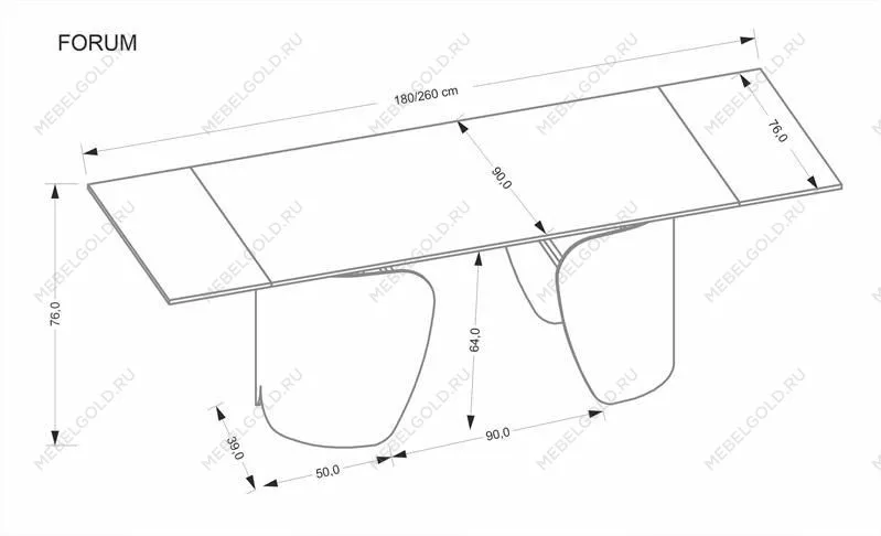 Стол обеденный Halmar FORUM 180 (черный мрамор/черный) | изображение 14