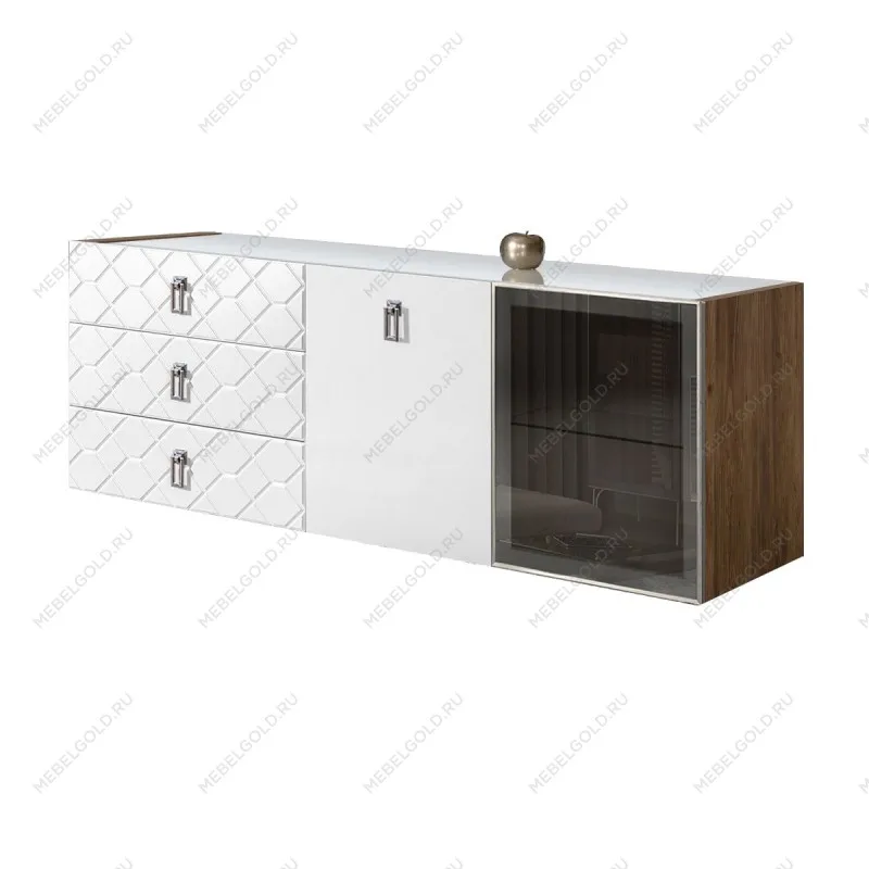 Комод 1.6м Bogemia Woodline Fly Fa (Белый) (Lakobel/Хром) БМКМ-4[5][10]