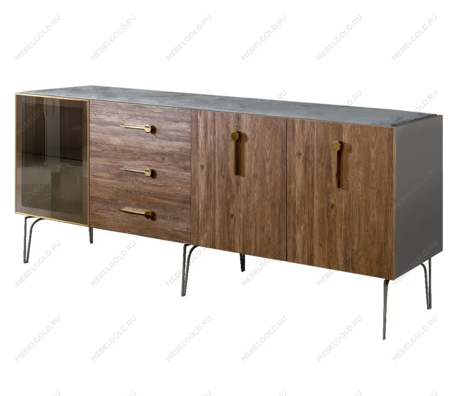 Комод 2.1м Bogemia Wood Wo (Серый) (Novabuk/Золото) БМКМ-5(Wo)[4]
