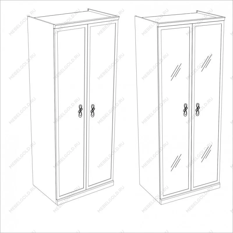 Натали секция 2-ств с зеркалом белый глянец