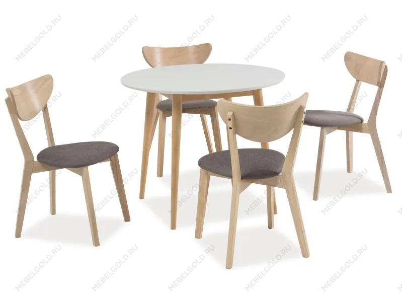 Стол обеденный Signal LARSON 90 (белый/дуб беленый)