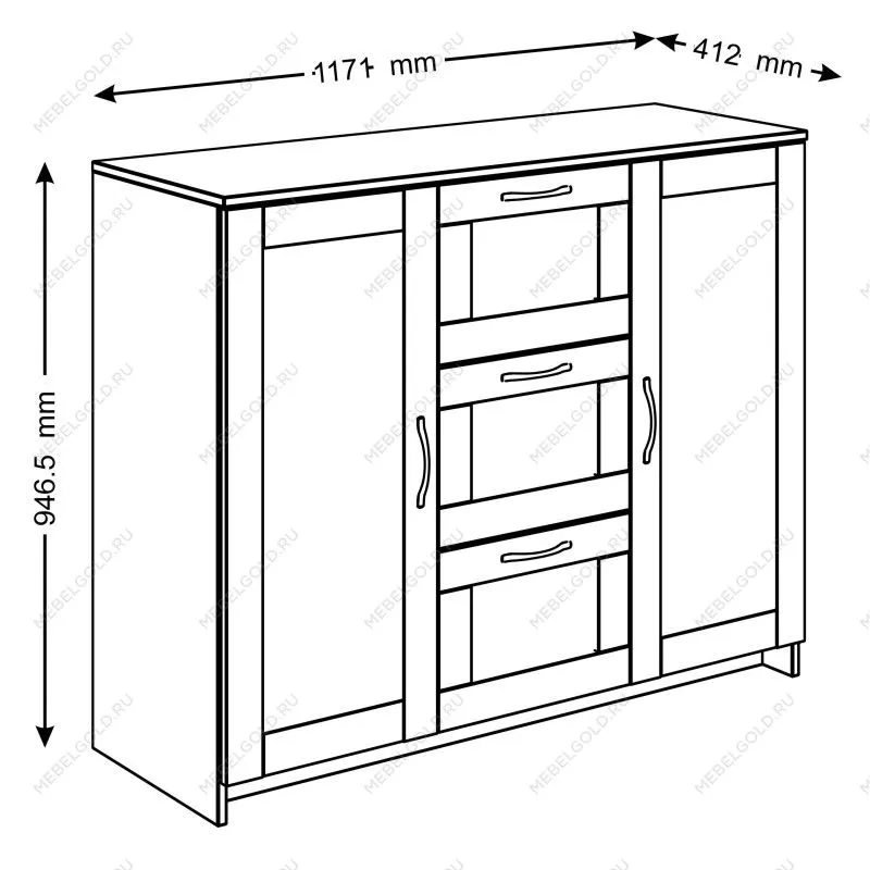 Тумба Сириус, 2 двери и 3 ящика, 117х41х95 см, дуб сонома | изображение 11