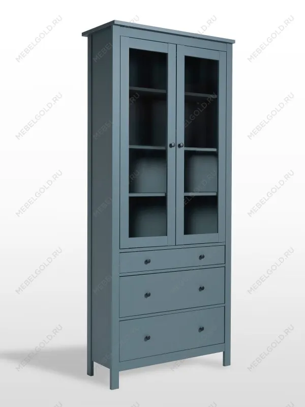 Шкаф с витриной Сага, 90х41х215 см, темно-бирюзовый | изображение 8