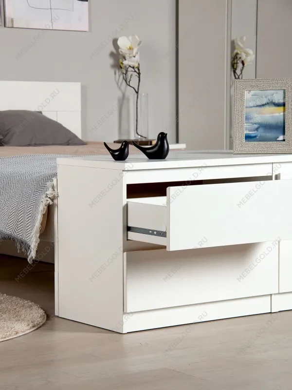 Тумба для ТВ Кастор, 4 ящика, 130х40х54 см, белая | изображение 4