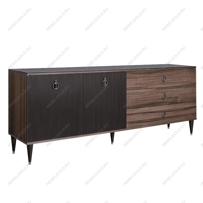 Комод для гостиной 2.1м Римини СОЛО (Орех империя/Серебро) РМКМ-5(s)