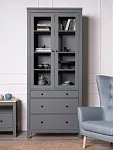 Лобня - Шкаф с витриной Сага, 90х41х215 см, серый | изображение 1