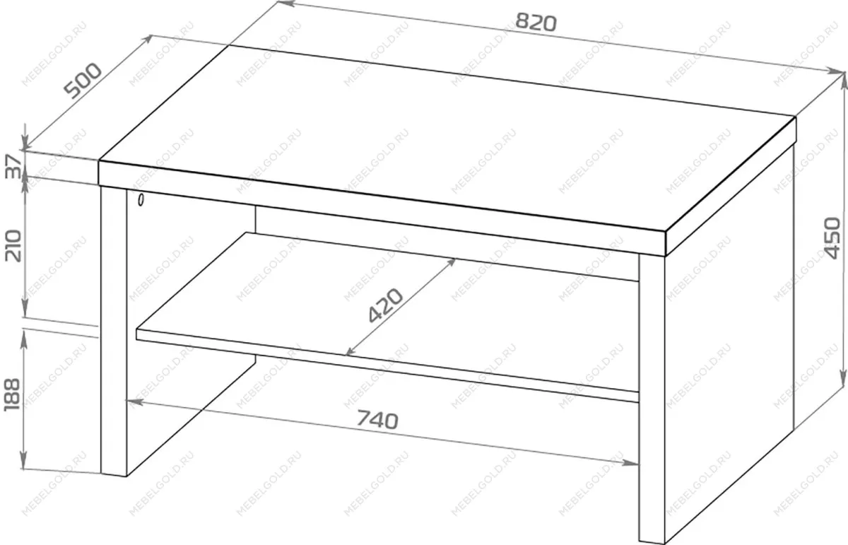 Стол журнальный Энкель, с полкой, 82x50x45 см, дуб беленый | изображение 7