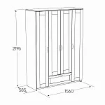 Шкаф Сириус, 4 двери и 1 ящик с зеркалом, 156х59х220 см, белый | изображение 8