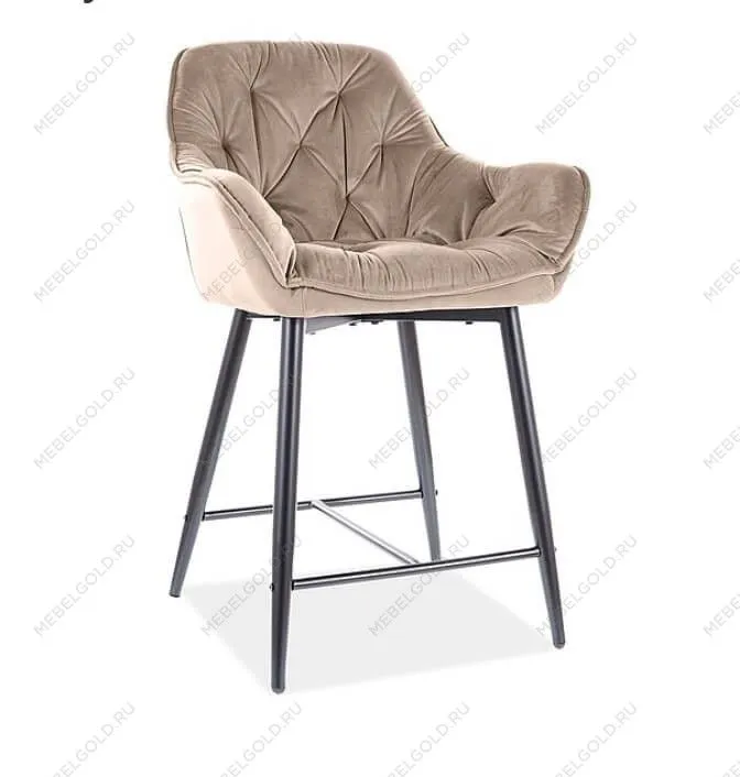 Полубарный стул Signal CHERRY H-2 VELVET (бежевый/черный мат)