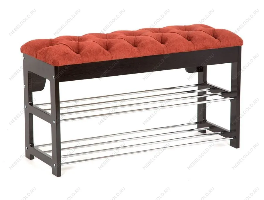 Банкетка Грейс (Венге/ткань Бордовая , каретная стяжка)