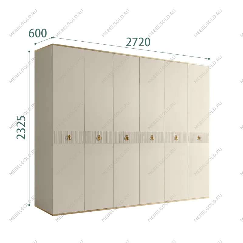 Шкаф 6-ти дверный Римини СОЛО (Ваниль/Золото) РМШ2/6(s)