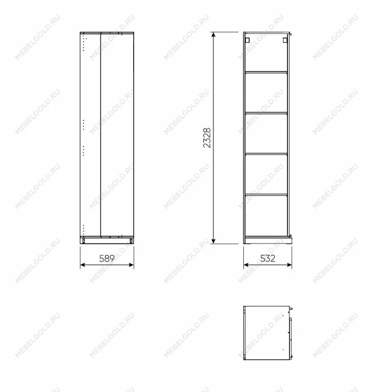 Угловой модуль гардероба МАКС, 50х58х233 см, серый | изображение 3