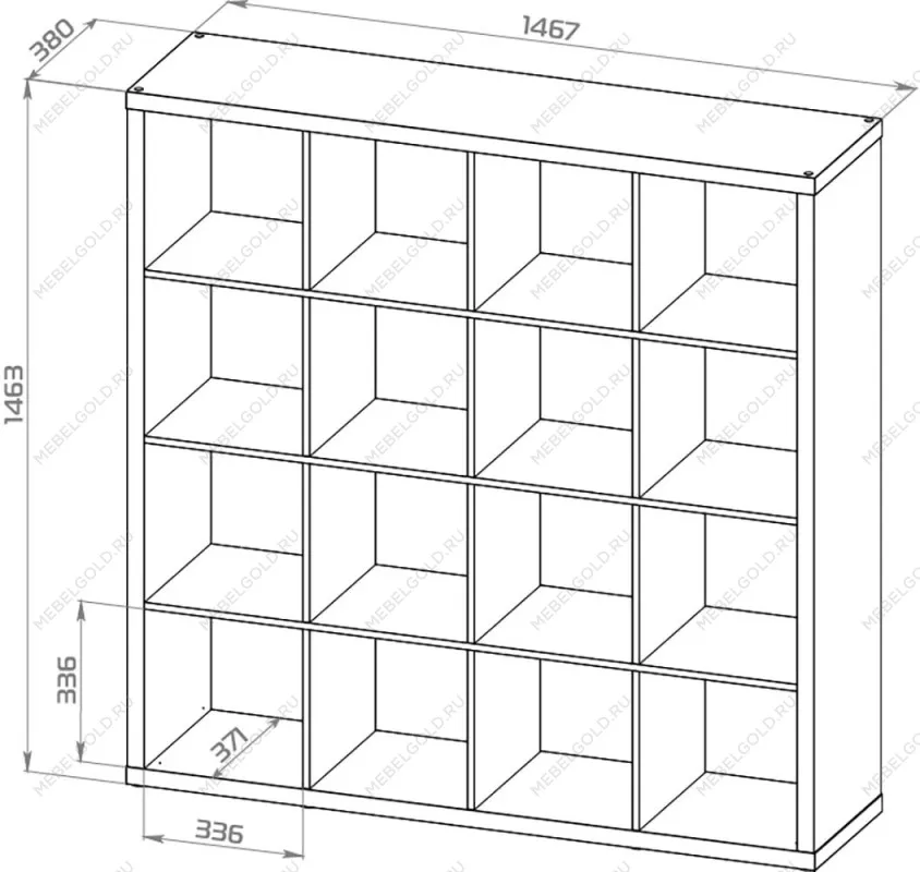 Стеллаж Фора, 16 полок, 147x147х38 см, белый | изображение 9