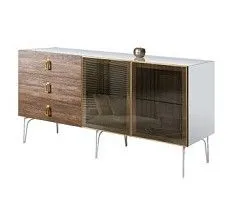 Комод 1.6м Bogemia Wood Fa (Белый) (Lakobel/Золото) БМКМ-4(Wo)[5]