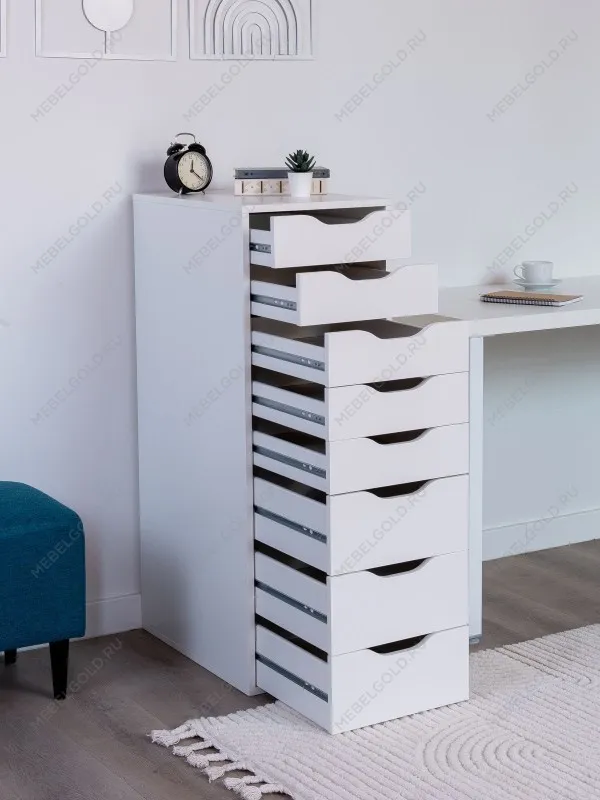 Комод Ингар, 8 ящиков, 36x102x53 см, белый | изображение 2