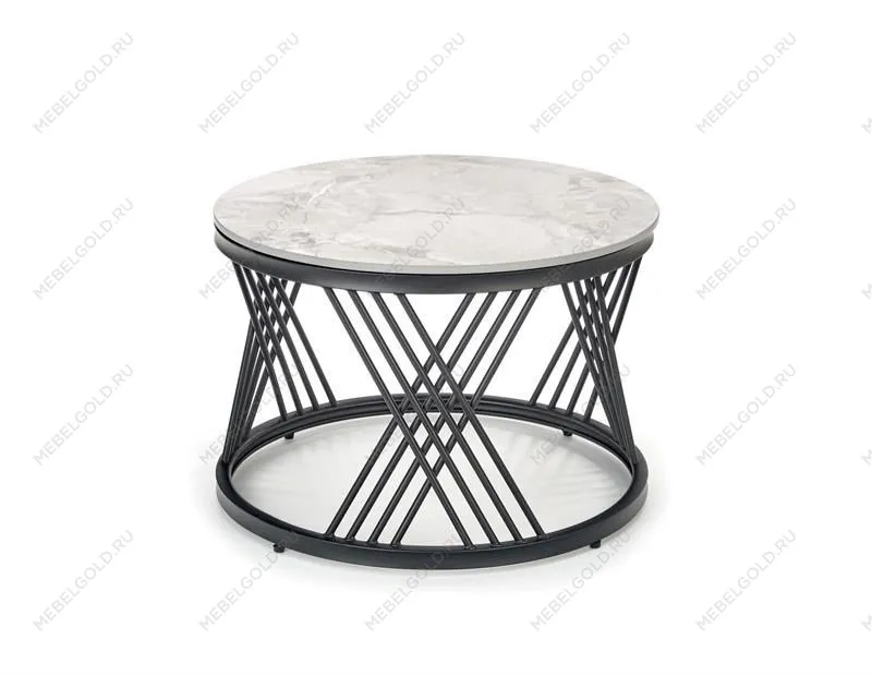 Комплект Halmar FLAMINGO, 2 стола журнальных (серый мрамор/черный) | изображение 4