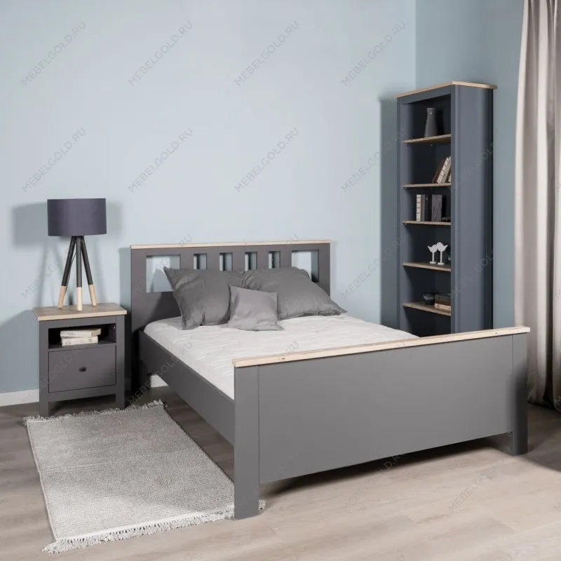 САГА кровать двойная 140х200 серая/ясень | изображение 3