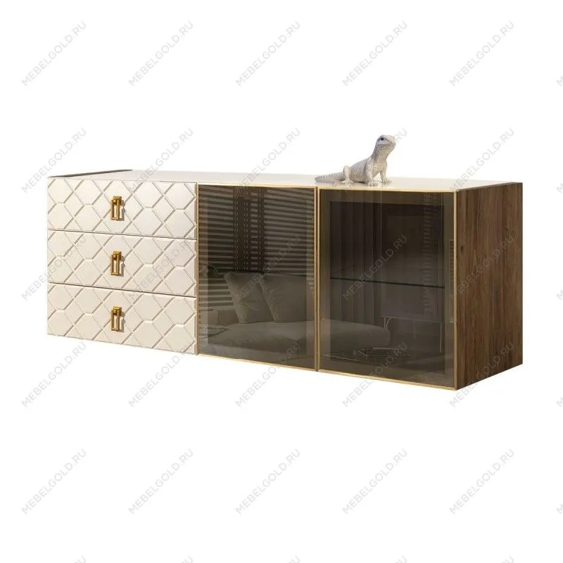 Комод 1.6м Bogemia Woodline Fly Fa (Слоновая кость) (Lakobel/Золото) БМКМ-4[5]