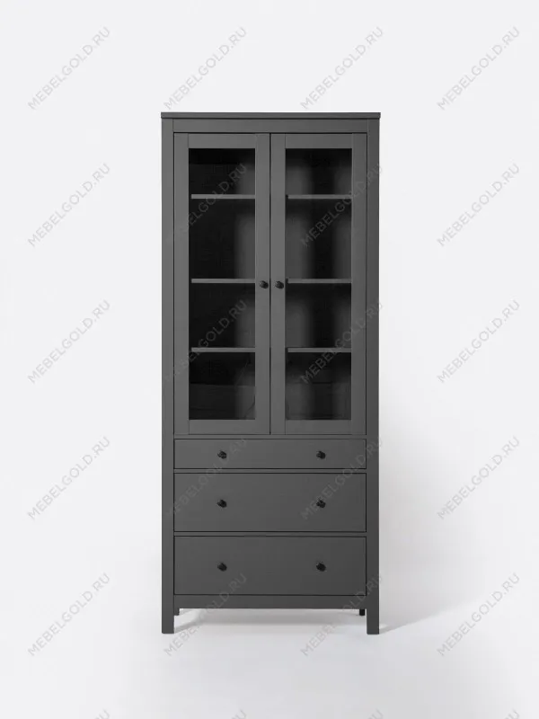 Лобня - Шкаф с витриной Сага, 90х41х215 см, серый | изображение 12