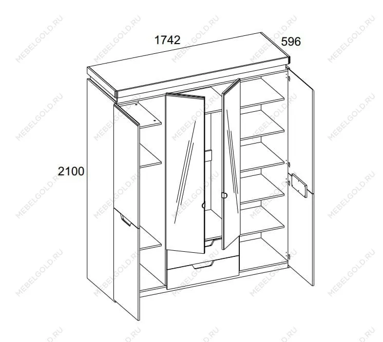 Шкаф 4-створчатый Торино 4DG2S Z | изображение 1