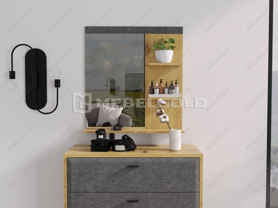 Полка настенная с зеркалом Грейс LUS 80 | изображение 1