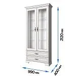 Шкаф с витриной Тиффани 2V2S вудлайн кремовый | изображение 2