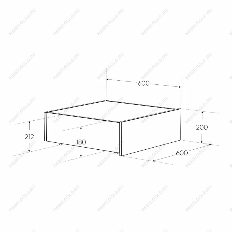 Ящик выкатной для кроватей СИРИУС, 60х60х20 см, черно-коричневый, дуб венге | изображение 3