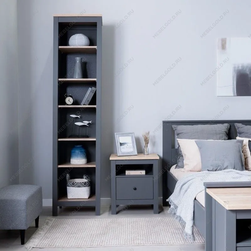 Стеллаж Сага, 50х42х215 см, серый/ясень | изображение 2