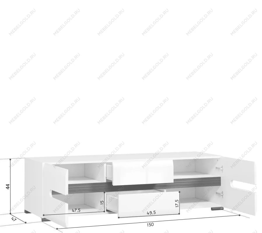 Тумба Ацтека RTV2D2S/4/15 белый | изображение 4