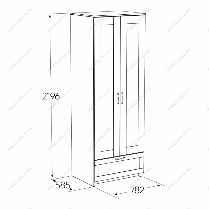 Шкаф Сириус, 2 двери и 1 ящик, 78х59х220 см, дуб сонома | изображение 10