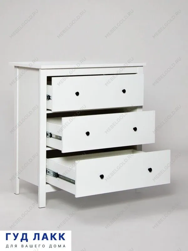 Комод Сага, 3 ящика, 92х100х51 см, белый | изображение 6