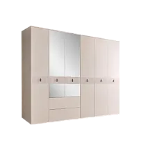 Шкаф 6-ти дверный с зеркалом, с ящиками Римини СОЛО (Бежевый/Серебро) РМШ1/61(s)