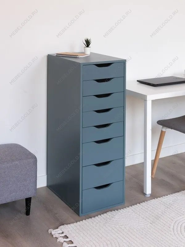 Комод Ингар, 8 ящиков, 36x102x53 см, серо-бирюзовый | изображение 1