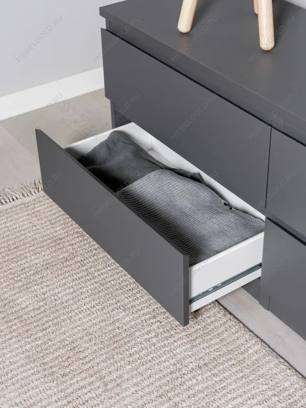 Тумба для ТВ Кастор, 4 ящика, 130х40х54 см, серая | изображение 4