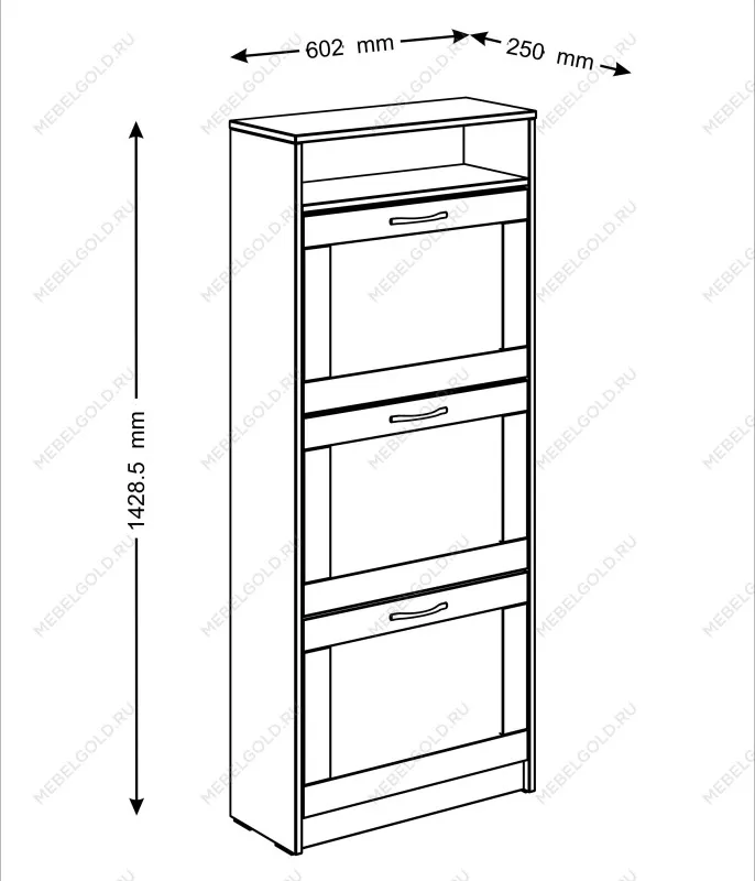 Обувница Сириус с 3 откидными ящиками, 60 х 25 х 143 см, ЛДСП, белая | изображение 12