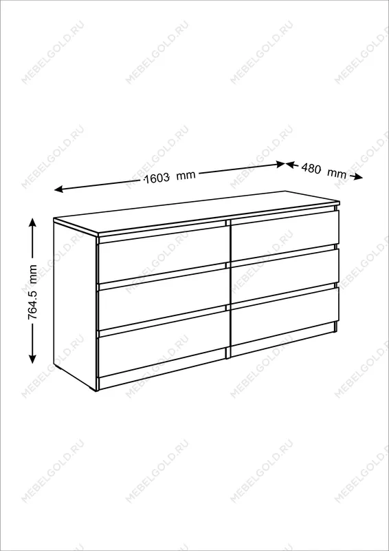 МАЛЬТА комод ИКЕА / IKEA 6 ящиков 160х76 белый | изображение 3
