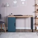 ИНГАР 1/ДВ/T стол письменный 120x75x55, дуб беленый/серо-бирюзовый/черный | изображение 3