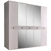 Шкаф 5-ти дверный с зеркалом Римини СОЛО (Белый/Серебро) РМШ1/5(s)