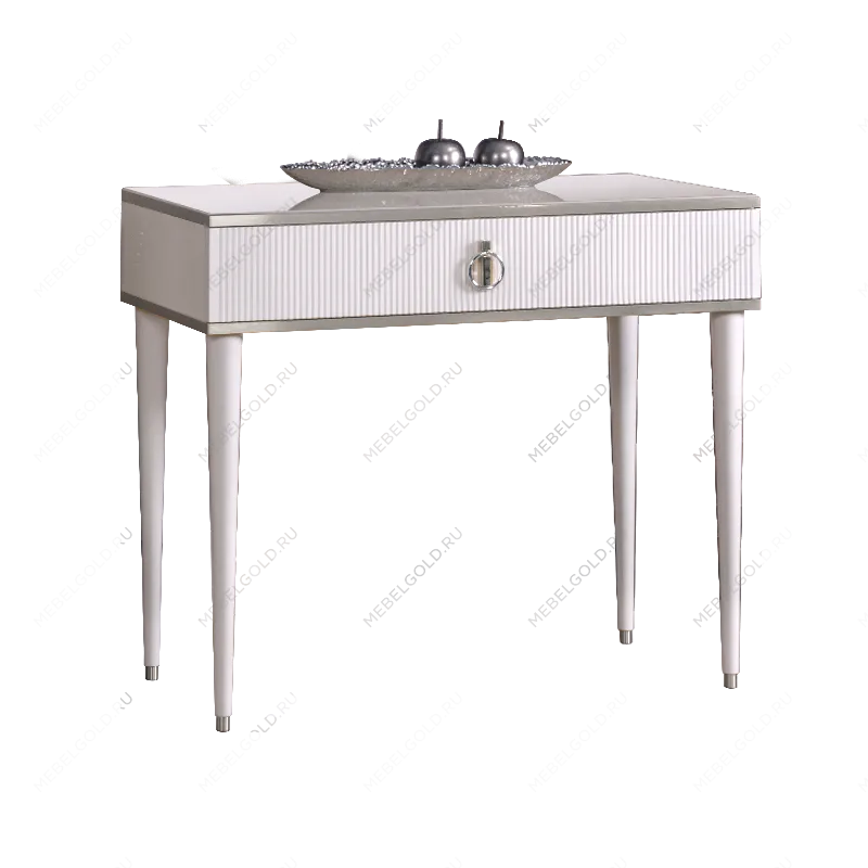 Стол туалетный узкий Римини СОЛО (Белый/Серебро) РМСТ-1(s)[9]