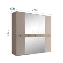 Шкаф 5-ти дверный с зеркалом Римини СОЛО (Мокка/Серебро) РМШ1/5(s)