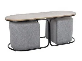 Комплект Signal DUAL, стол журнальный + 2 пуфа (дуб артизан/черный/серый)