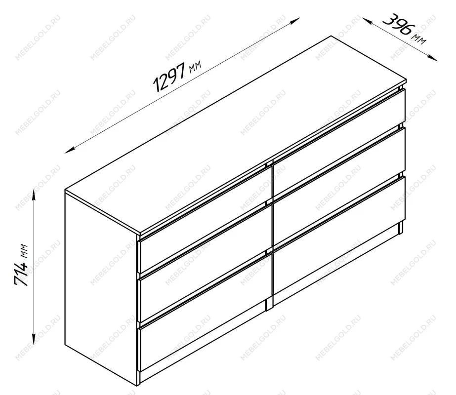 Комод Кастор, 6 ящиков, 129х40х71 см, дуб сонома | изображение 18