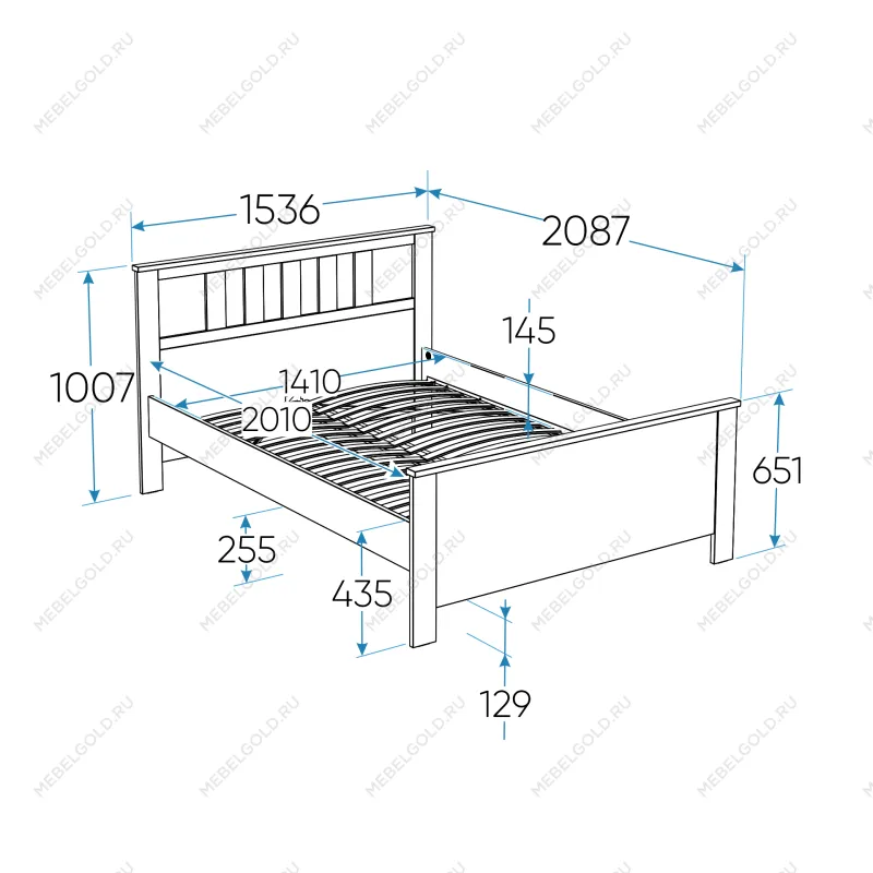 САГА кровать двойная 140х200 серая/ясень | изображение 1