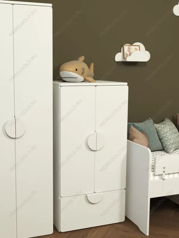 Шкаф распашной Пикси, с двумя дверьми, полкой и выдвижным ящиком 60х57х120, белый (робкий подснежник) | изображение 5