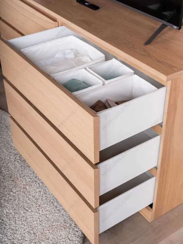 Комод Варма Прайм, 6 ящиков, горизонтальный, 160х77х48 см, шпон натурального дерева, дуб беленый | изображение 6