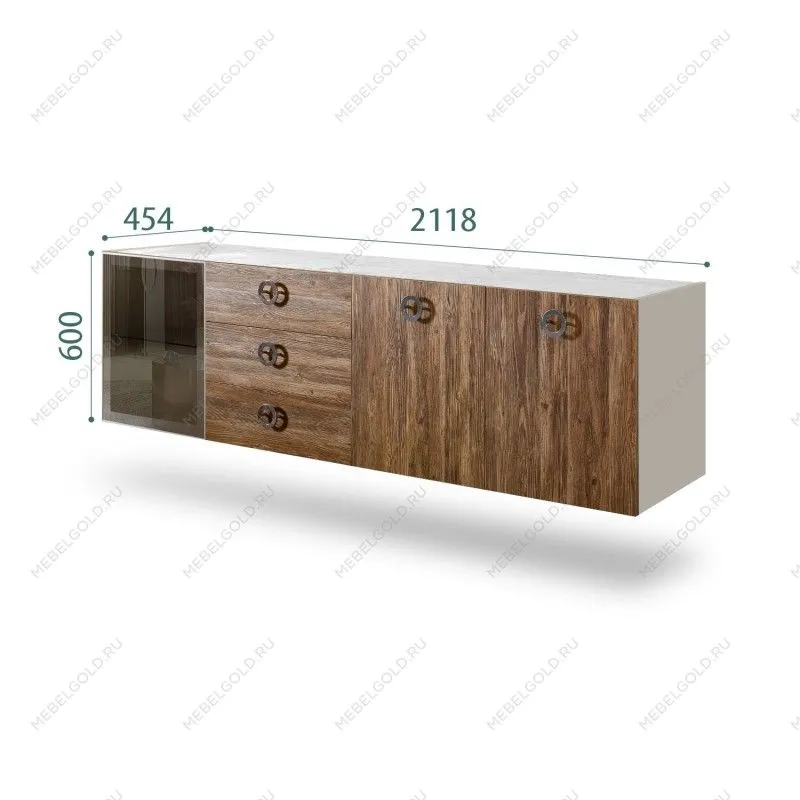 Комод 2.1м Bogemia Fly Wood Fi (Шелк) (Novabuk/Хром) БМКМ-5[4]